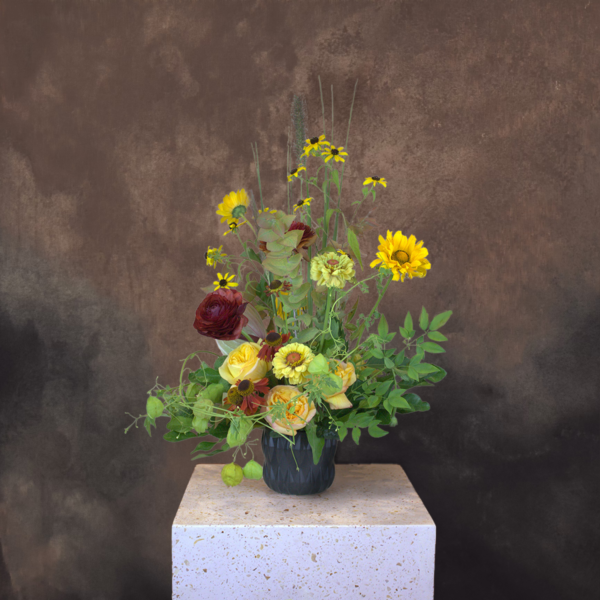 Rustic fall bouquet inspired by field colors, suitable for cozy home decor and gatherings.