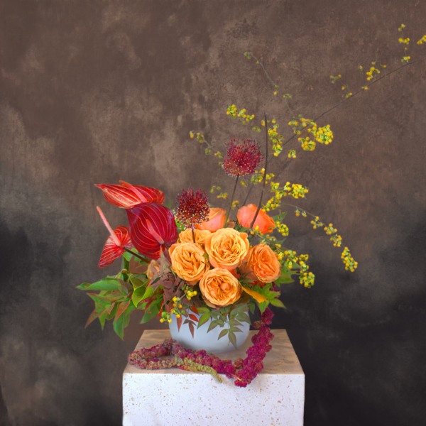 Vibrant fall bouquet with bold, rich colors, ideal for autumn celebrations and gatherings.